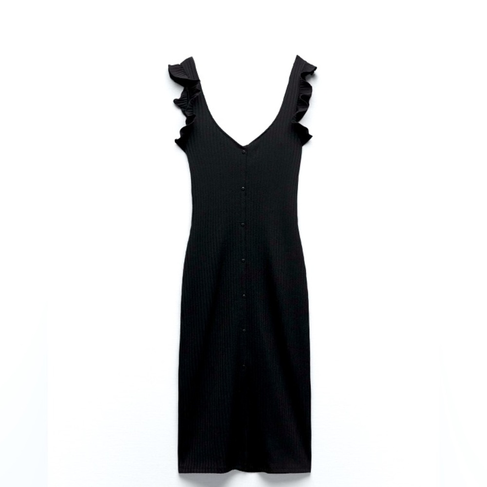 Zara Ribbed Dress with Buttons